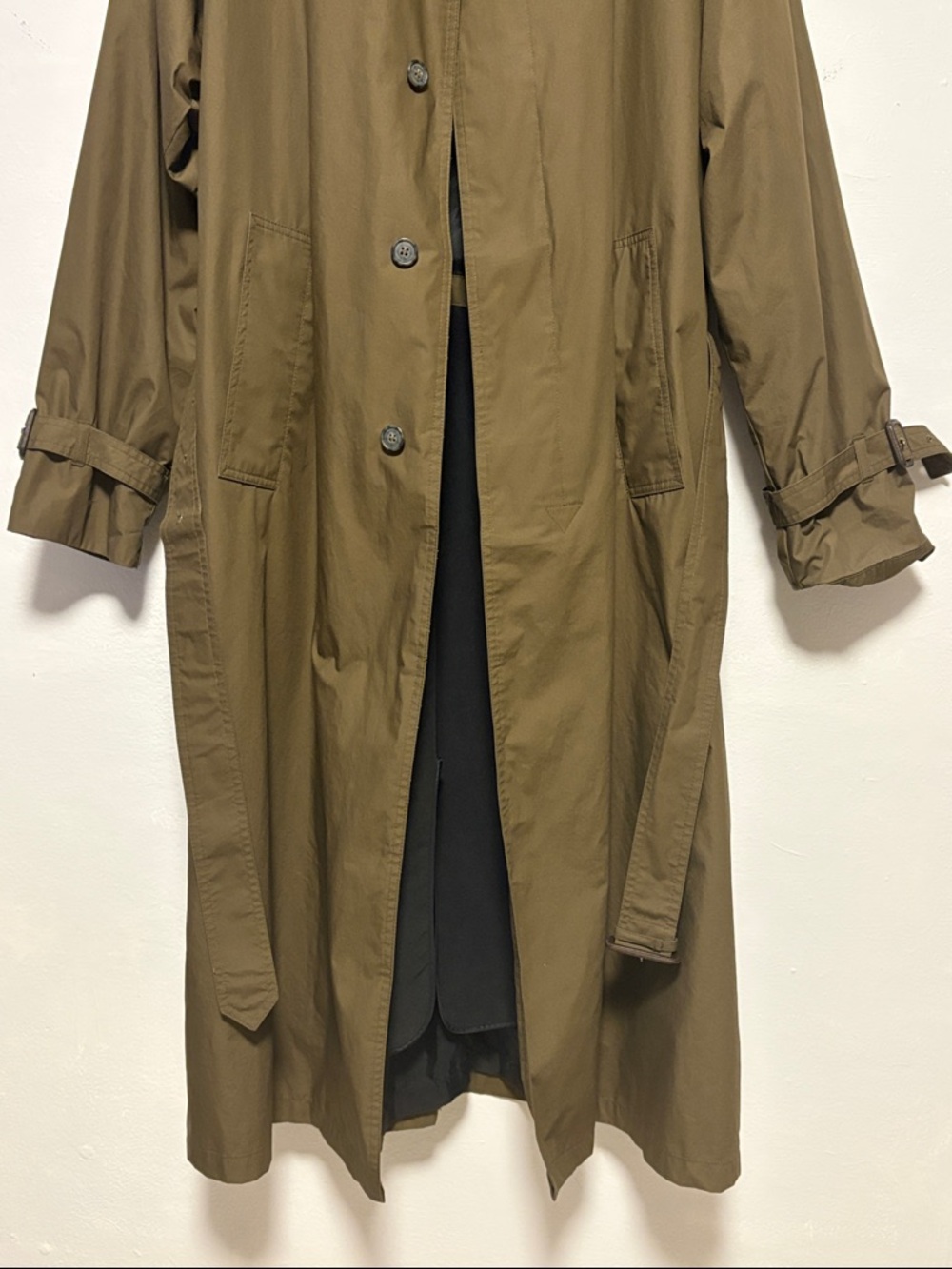 LONDON FOG Men’s Trench Coat Long Belted Suede Collar - Picture 3 of 12